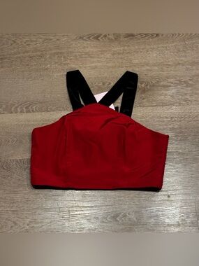 Old Navy Red Crop Top with Black Straps